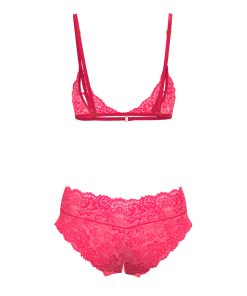 Magic Silk Get It Girl Peek-A-Boo Bralette & Split Crotch Boy Short Diva Pink L/Xl