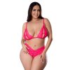 Magic Silk Get It Girl Peek-A-Boo Bralette & Split Crotch Boy Short Diva Pink Queen Size