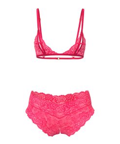Magic Silk Get It Girl Peek-A-Boo Bralette & Split Crotch Boy Short Diva Pink Queen Size