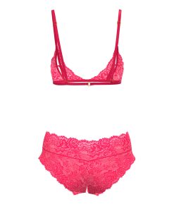 Magic Silk Get It Girl Peek-A-Boo Bralette & Split Crotch Boy Short Diva Pink Queen Size