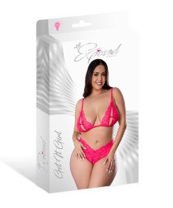 Magic Silk Get It Girl Peek-A-Boo Bralette & Split Crotch Boy Short Diva Pink Queen Size