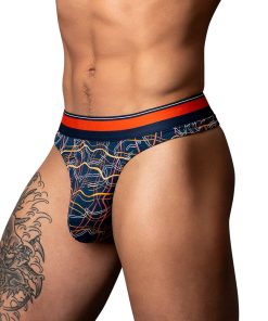 Male Power Soo Cumfy Thong Navy/Orange L/Xl