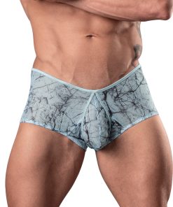 Male Power Marble Mesh Micro Mini Short Silver Blue L