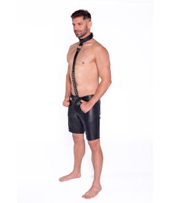 Prowler Red Leather Collar With Strap