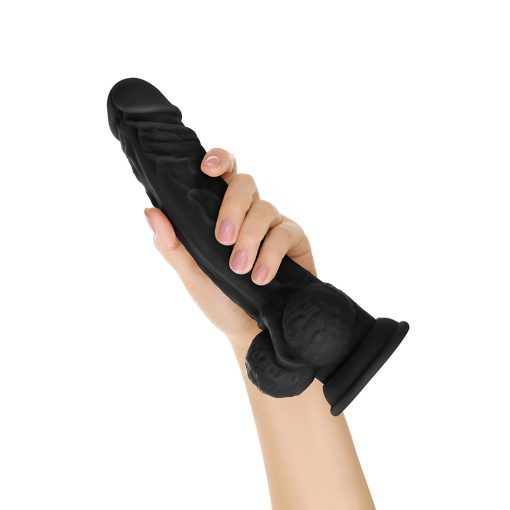 Shaft Model A 10.5 In. Liquid Silicone Dong With Balls Black - Image 5