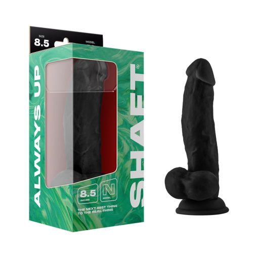 Shaft Model N 8.5 In. Liquid Silicone Dong With Balls Black