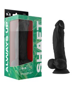 Shaft Model N 9.5 In. Liquid Silicone Dong With Balls Black