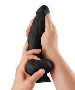 Shaft Model N 9.5 In. Liquid Silicone Dong With Balls Black