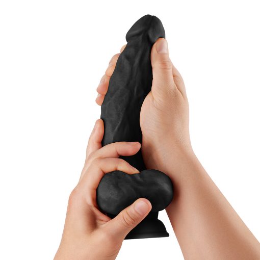 Shaft Model N 9.5 In. Liquid Silicone Dong With Balls Black - Image 4