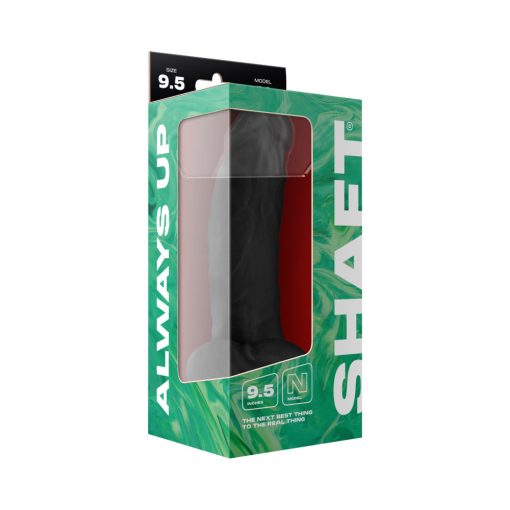 Shaft Model N 9.5 In. Liquid Silicone Dong With Balls Black - Image 6
