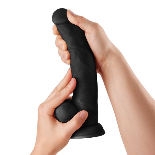 Shaft Model C 9.5 In. Liquid Silicone Dong With Balls Black - Image 5