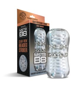 MSTR B8 Head Banger – Beaded Male Stroker with Clear View and Metal Beads