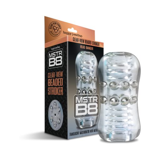 MSTR B8 Head Banger – Beaded Male Stroker with Clear View and Metal Beads