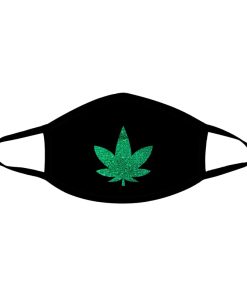 Neva Nude Dope Af Green Glitter Weed Leaf Black Face Mask