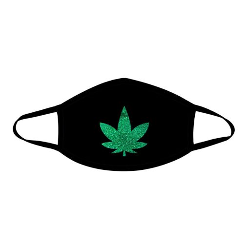 Neva Nude Dope Af Green Glitter Weed Leaf Black Face Mask