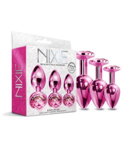 Nixie Metal Butt Plug Trainer Set 3-Piece Pink Metallic