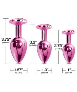 Nixie Metal Butt Plug Trainer Set 3-Piece Pink Metallic