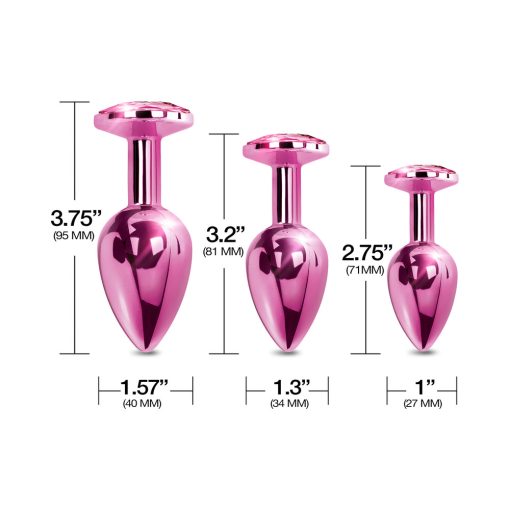 Nixie Metal Butt Plug Trainer Set 3-Piece Pink Metallic - Image 4