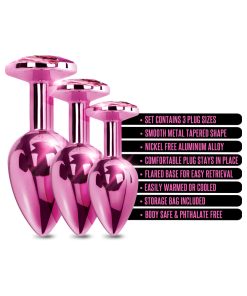 Nixie Metal Butt Plug Trainer Set 3-Piece Pink Metallic