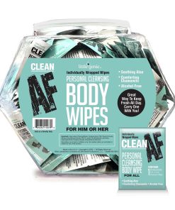 Clean Af Individually Wrapped Personal Cleaning Body Wipes 96-Piece Fishbowl Display