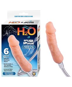 beige 6-inch realistic dildo shower douche with stainless steel hose – H2O Splish Splash 6-Inch Dildo Douche