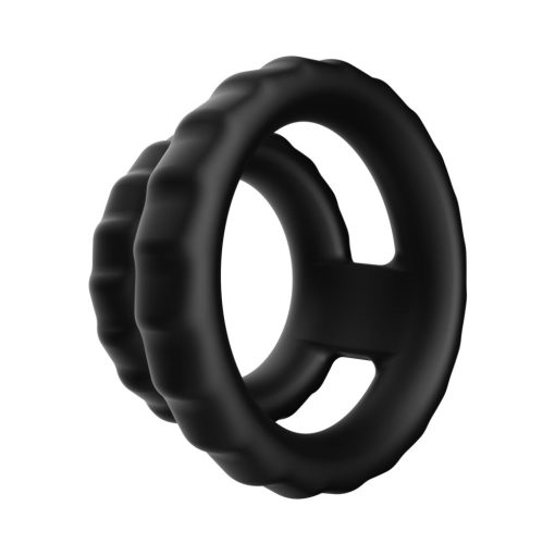 Forto F-43 Tiered Cock & Ball Ring Black – Dual Silicone Design - Image 2