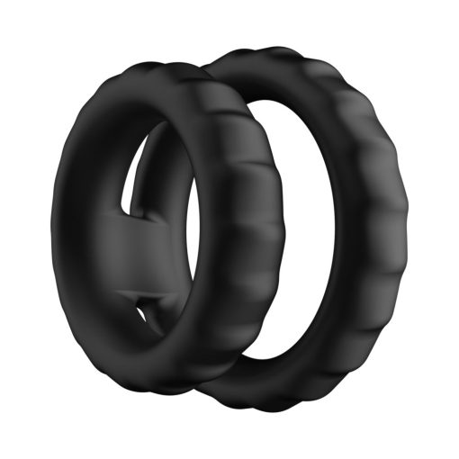 Forto F-43 Tiered Cock & Ball Ring Black – Dual Silicone Design - Image 4