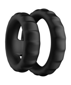 Forto F-43 Tiered Cock & Ball Ring Black – Dual Silicone Design