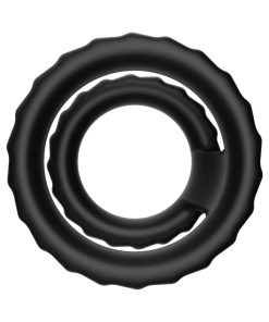 Forto F-43 Tiered Cock & Ball Ring Black – Dual Silicone Design