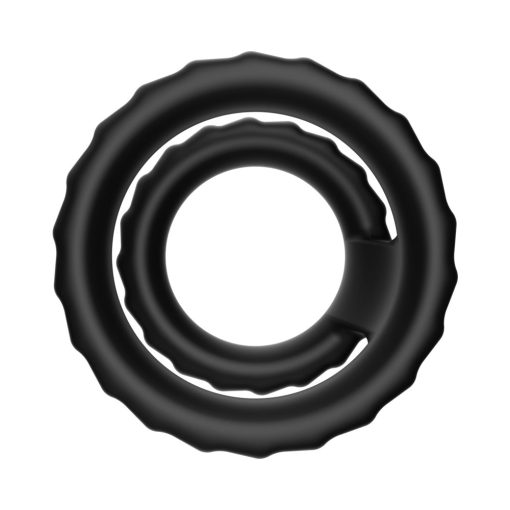 Forto F-43 Tiered Cock & Ball Ring Black – Dual Silicone Design - Image 7
