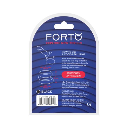 Forto F-43 Tiered Cock & Ball Ring Black – Dual Silicone Design - Image 8