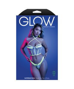 Fantasy Lingerie Glow Supernatural Glow-In-The-Dark Zipper Top & Panty M/L