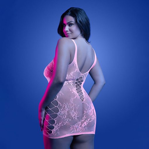 Fantasy Lingerie Glow Magnetism Glow-In-The-Dark Lace Knit Dress Queen Size - Image 3