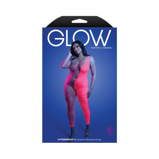 Fantasy Lingerie Glow Hyperdrive Uv Reactive Rhinestone Bodystocking Queen Size