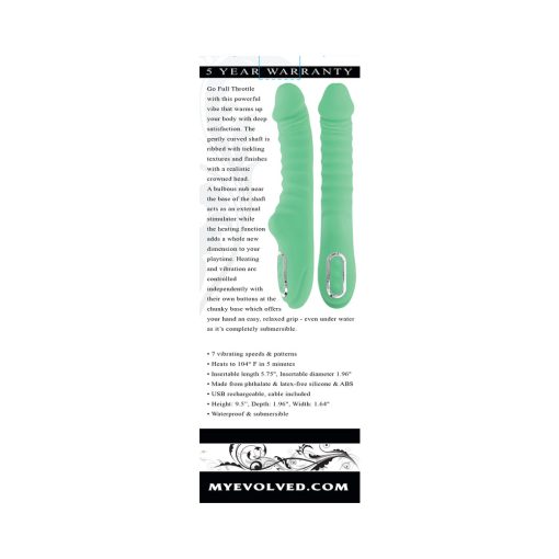 Evolved Full Throttle Rechargeable Warming Vibrator Silicone Mint Green - Image 9