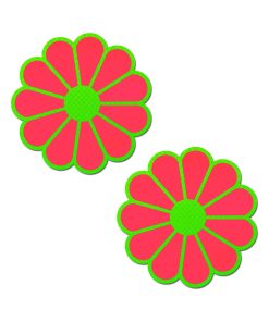 Pastease Daisy: Neon Green & Glow-In-The-Dark Neon Pink Petal Pasties Nipple Covers