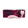 pink cat-shaped wand vibrator with twin-tip silicone head, rechargeable splashproof design