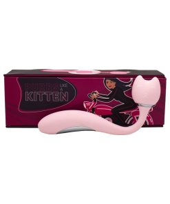 pink cat-shaped wand vibrator with twin-tip silicone head, rechargeable splashproof design