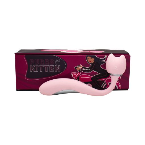 pink cat-shaped wand vibrator with twin-tip silicone head, rechargeable splashproof design