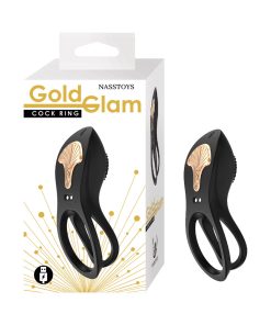 Gold Glam Cockring Black