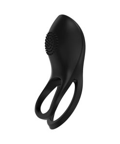 Gold Glam Cock Ring Black Vibrating Rechargeable Dual Silicone