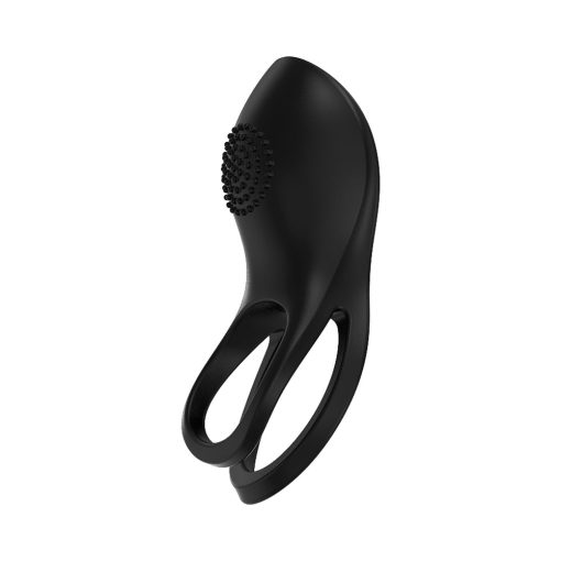 Gold Glam Cock Ring Black Vibrating Rechargeable Dual Silicone - Image 4