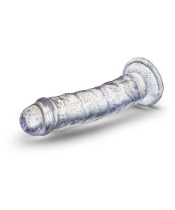 Naturally Yours Gala Glitter Clear 6 Inch Dildo with Suction Cup