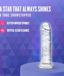 Naturally Yours Gala Glitter Clear 6 Inch Dildo with Suction Cup