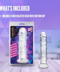 Naturally Yours Gala Glitter Clear 6 Inch Dildo with Suction Cup