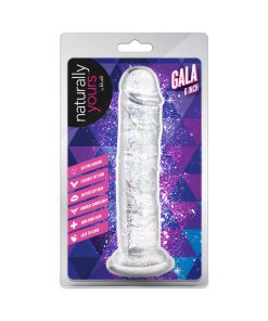 Naturally Yours Gala Glitter Clear 6 Inch Dildo with Suction Cup