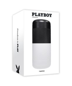 Playboy Twisted 2 AM dual-ended white stroker with twisting and suction features, removable inner sleeve