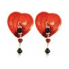 Bijoux De Nip Red Sequin Heart Pasties With Faceted Beads