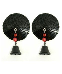 Bijoux De Nip Black Sequin Round Pasties With Bells