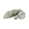 faux fur tail anal plug with husky grey-and-white tail and handcrafted borosilicate glass base, body-safe and lube compatible